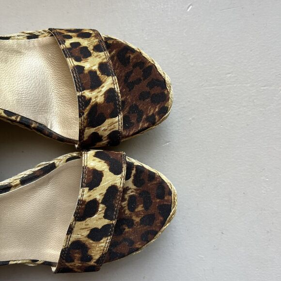 Stuart Weitzman X-Ray Animal Print Fabric Wide Strap Espadrille Wedge Sandal 7 M - Picture 15 of 16